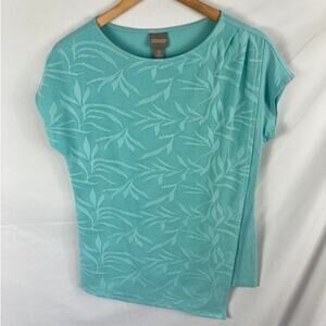 Chicos Floral Print Flap Front Short Sleeve Shirt Size 0 / Small